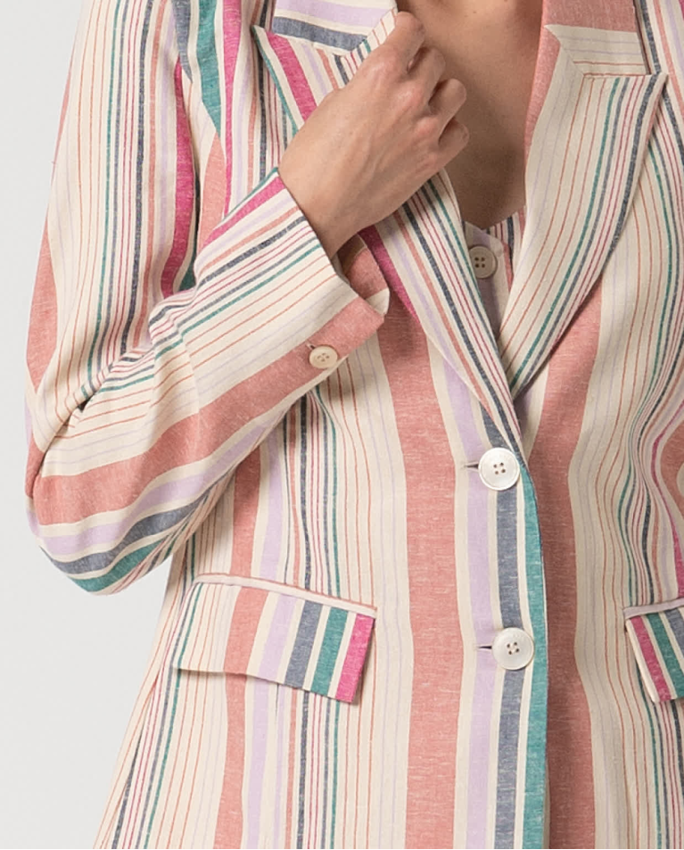 Surkana Blazer De Lino De Rayas Multi