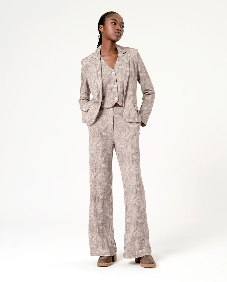 Surkana Blazer Elástica Estampada Crudo