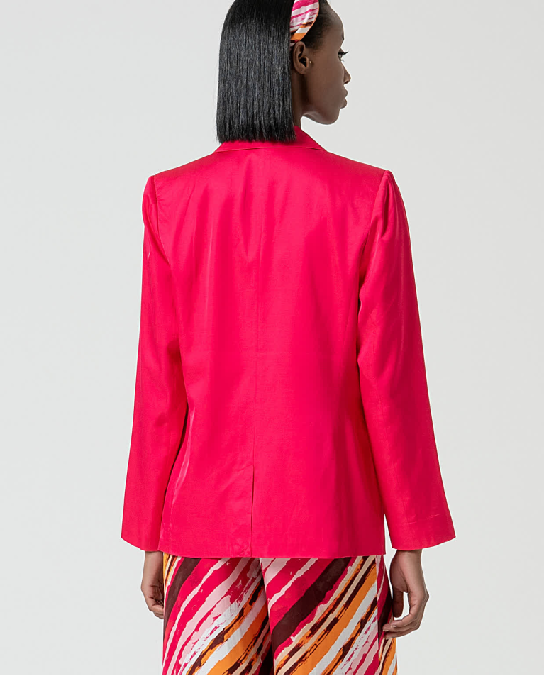Surkana Blazer Satinada Cruzada Lisa Fucsia