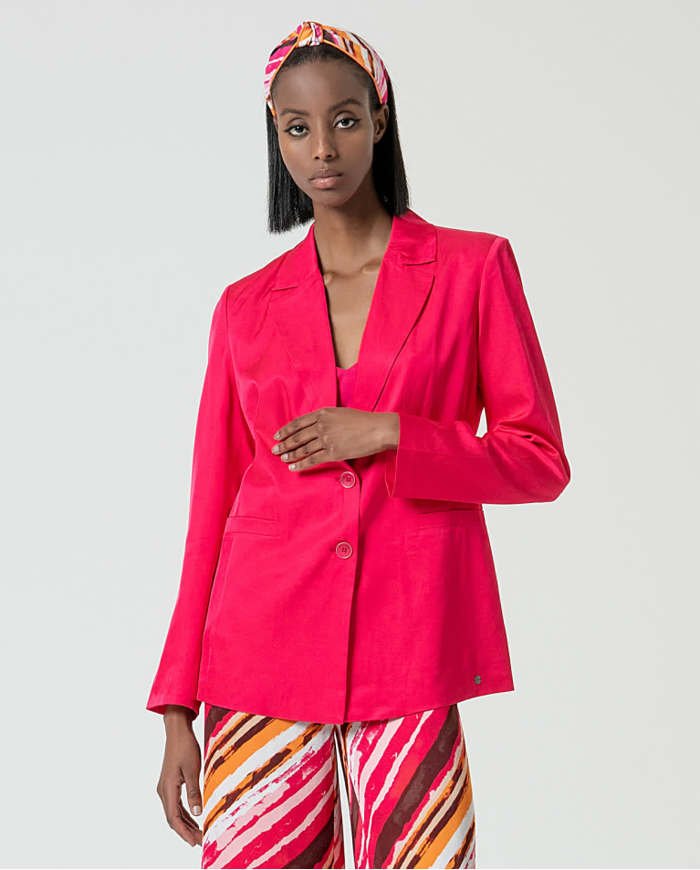 surkana Blazer satinada cruzada lisa Fucsia