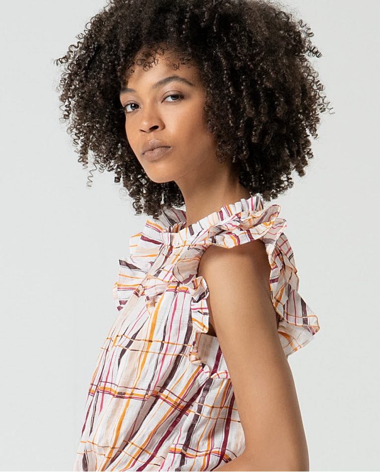 Surkana Blusa Algodón Con Volantes Multi