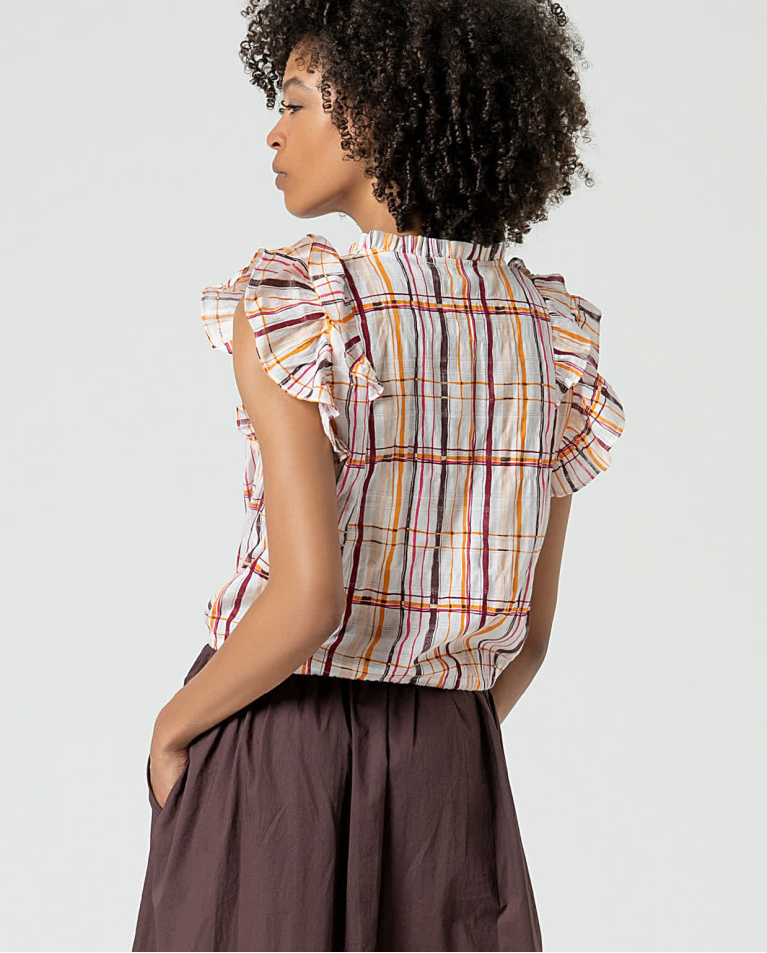 Surkana Blusa Algodón Con Volantes Multi