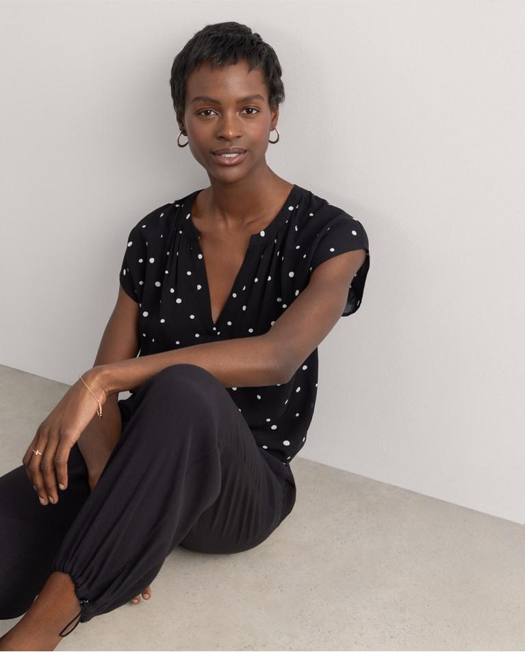 Surkana Blusa Amplia Con Lunares Negro