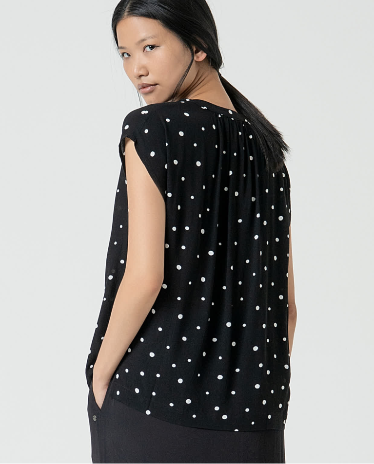 Surkana Blusa Amplia Con Lunares Negro