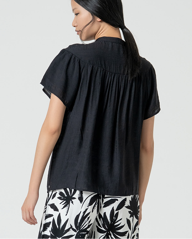 Surkana Blusa Bordados Perforados Lisa Negro