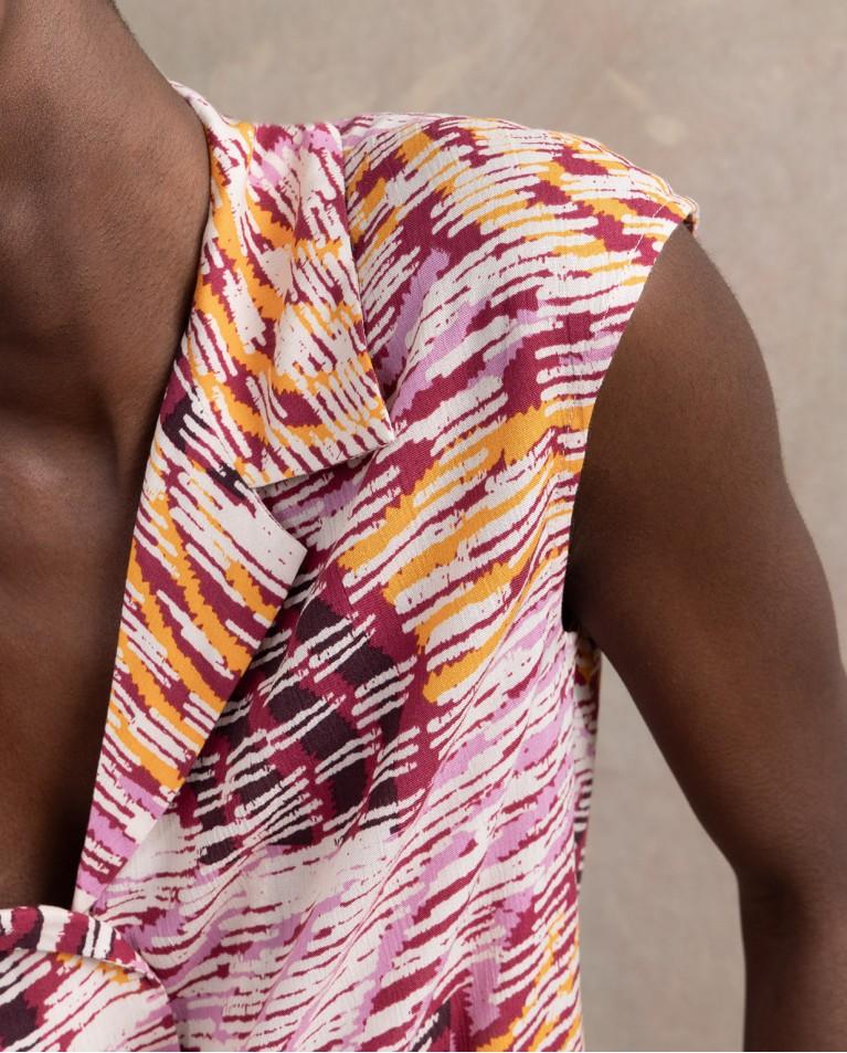 Surkana Blusa Sin Mangas Fluida Y Estampada Multi