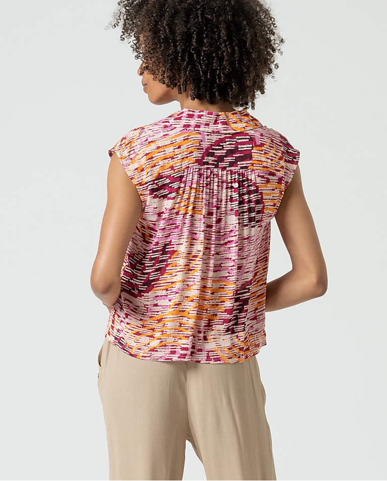 Surkana Blusa Sin Mangas Fluida Y Estampada Multi