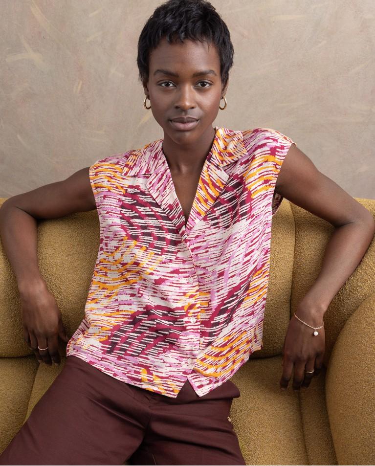 surkana Blusa sin mangas fluida y estampada Multi