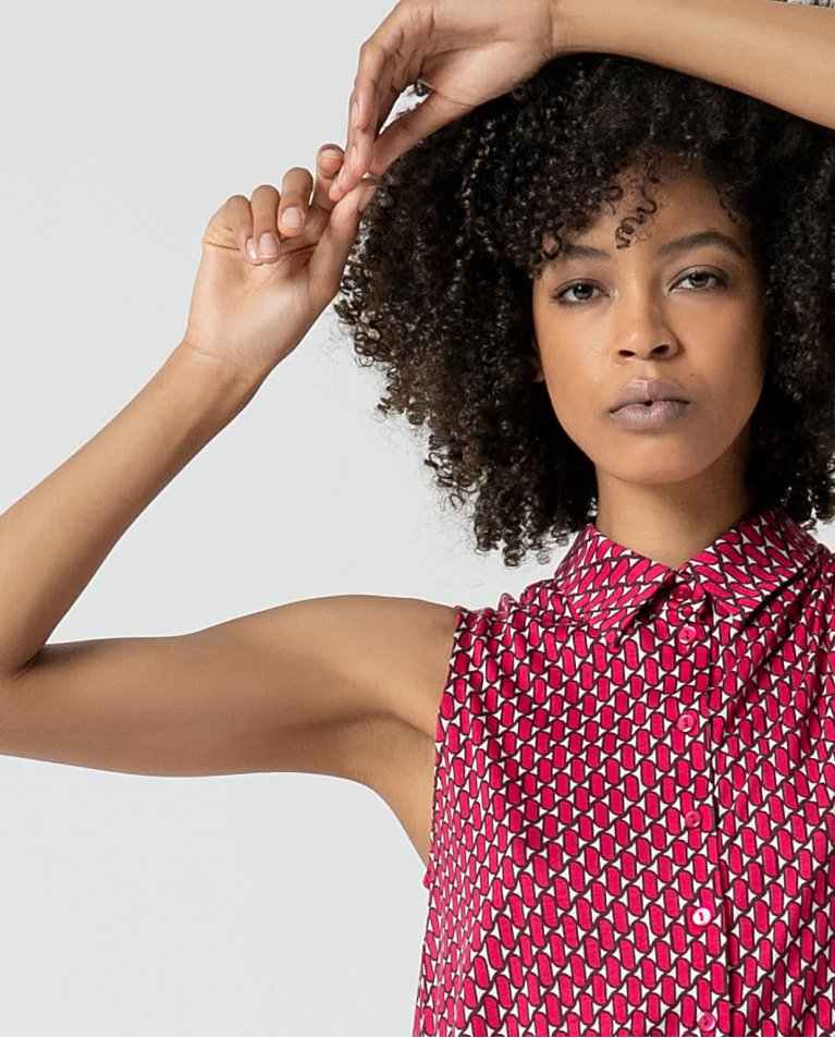 Surkana Blusa Sin Mangas Lyocell Estampado Fucsia