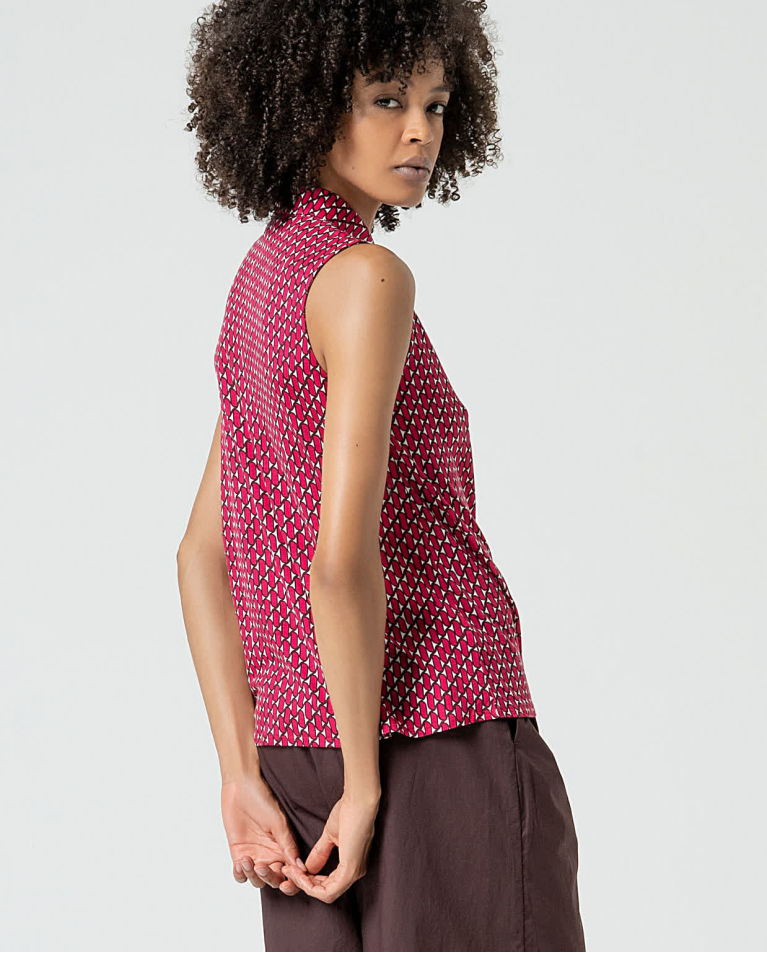 Surkana Blusa Sin Mangas Lyocell Estampado Fucsia