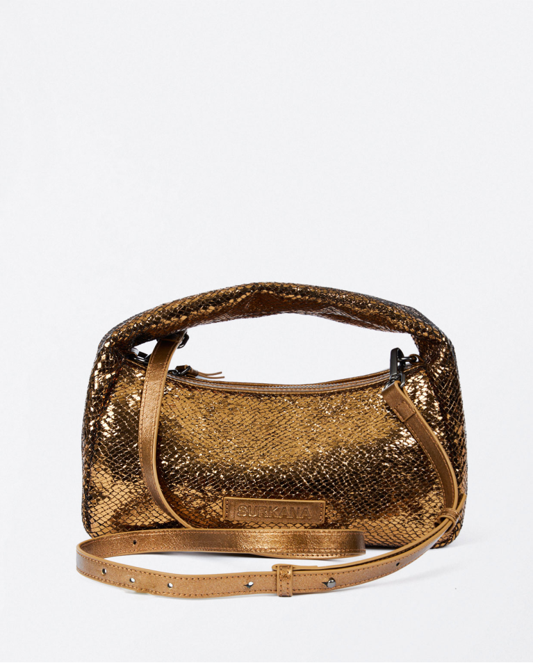 Surkana Bolso De Mano Metalizado Cobre