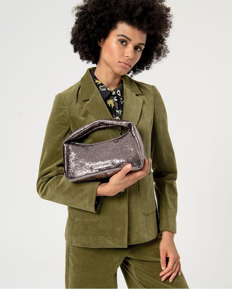 Surkana Bolso De Mano Metalizado Plata