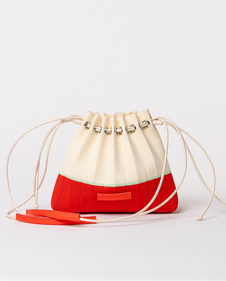 Surkana Bolso De Punto Plisado Asa Regulable Rojo