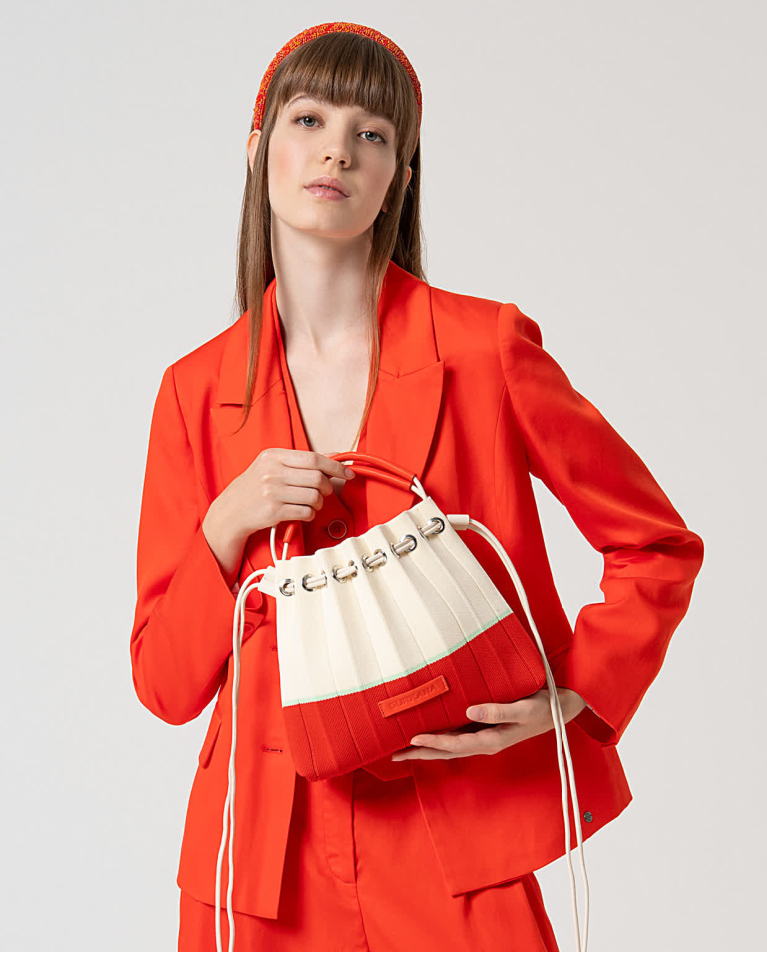 surkana Bolso de punto plisado asa regulable Rojo