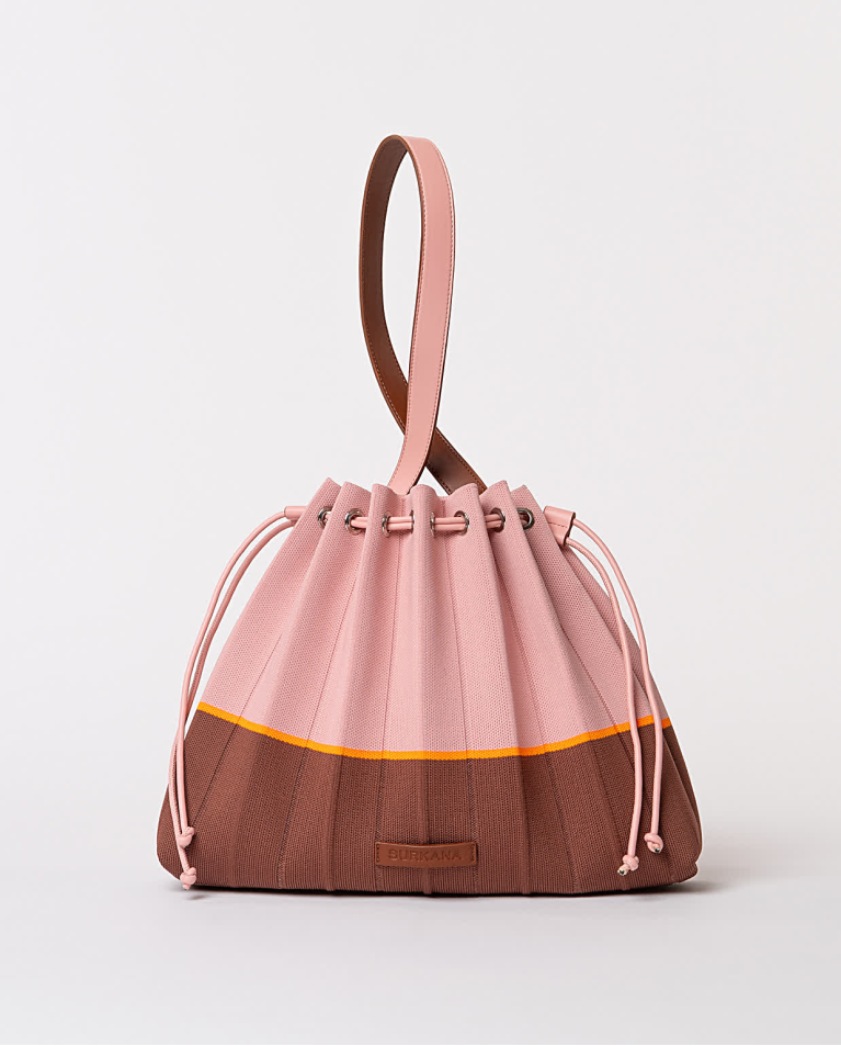 Surkana Bolso De Punto Plisado Rosa