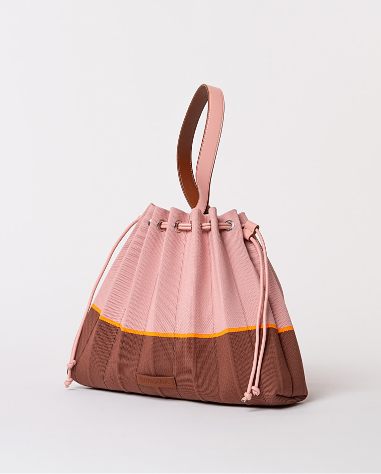 Surkana Bolso De Punto Plisado Rosa
