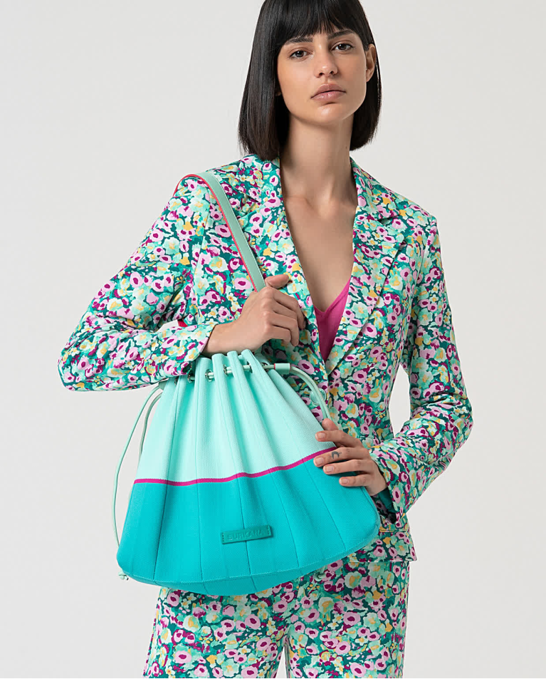 surkana Bolso de punto plisado Turquesa