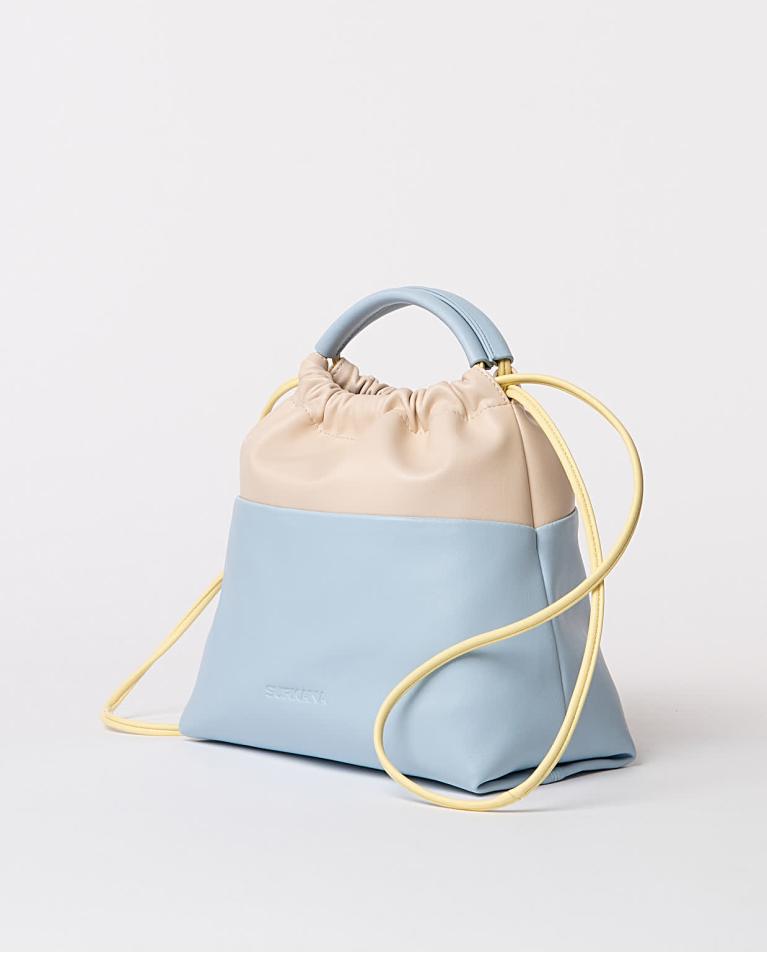 Surkana Bolso Efecto Piel Bicolor Azul Celeste