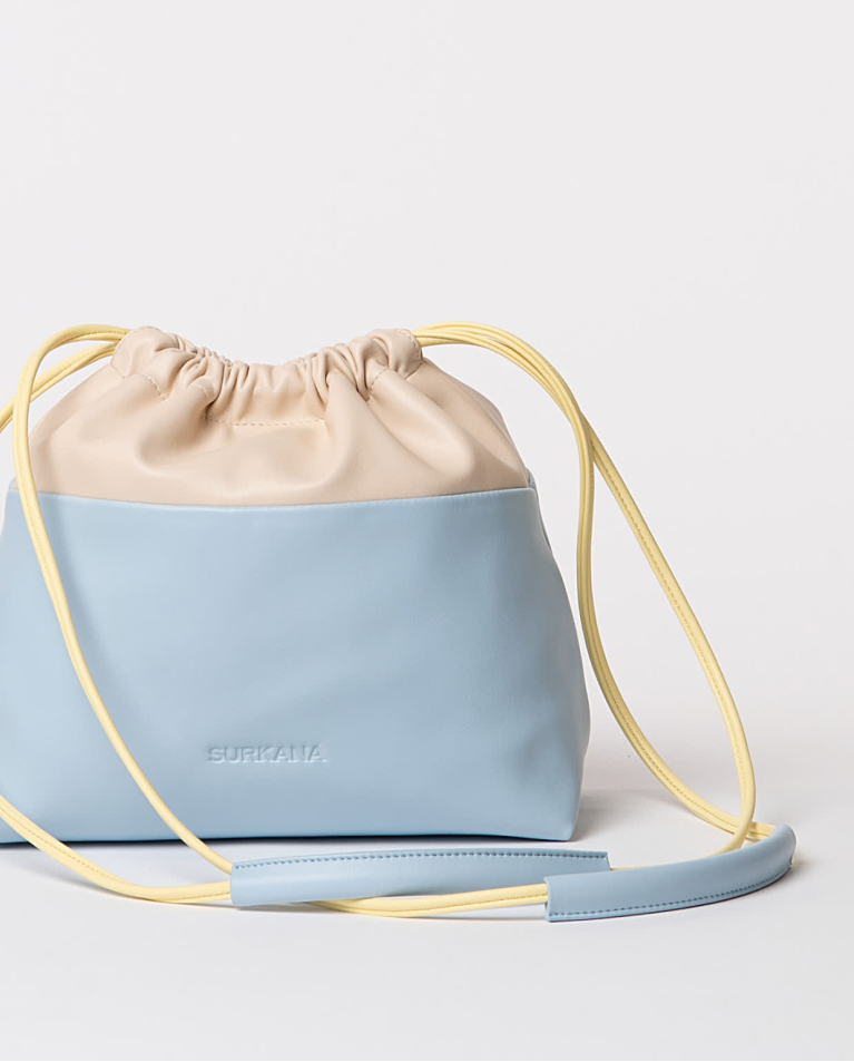 Surkana Bolso Efecto Piel Bicolor Azul Celeste