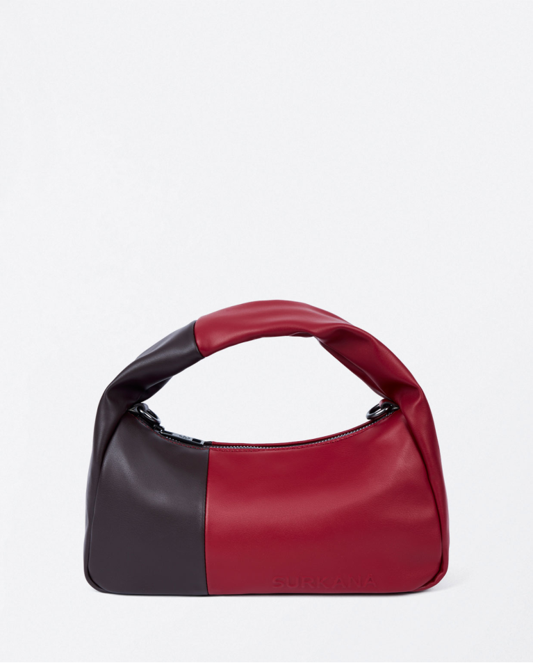 surkana Bolso piel vegana bicolor Rojo