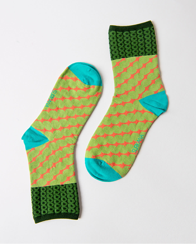 Surkana Calcetín Medio Jacquard Verde Acido