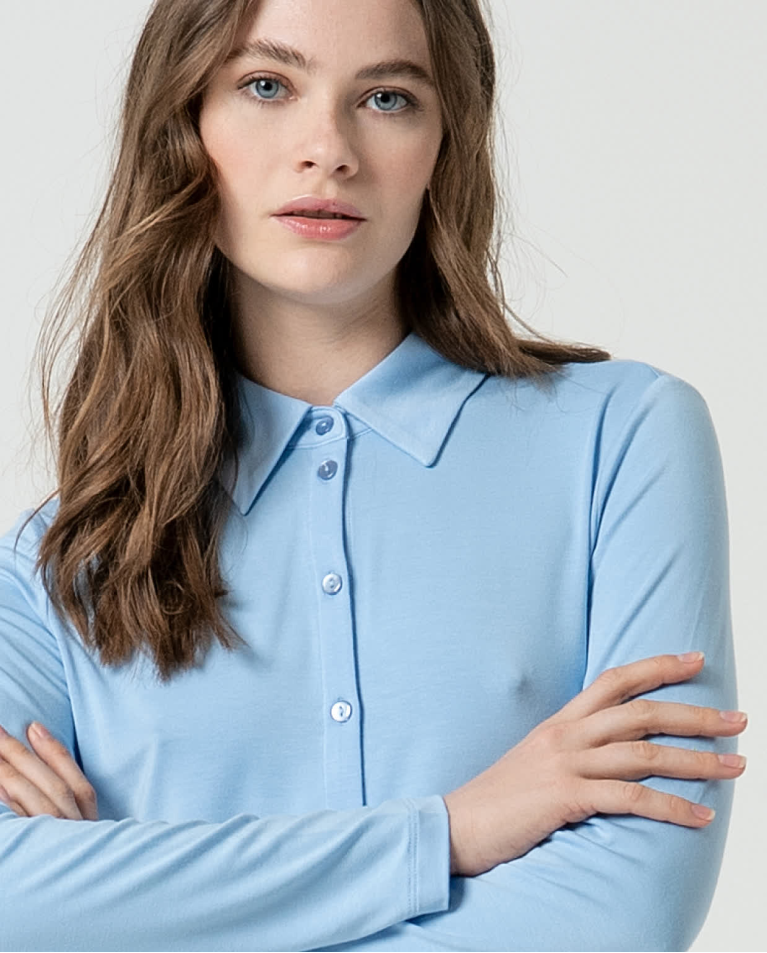 Surkana Camisa Básica Bamboo Lisa Azul Celeste