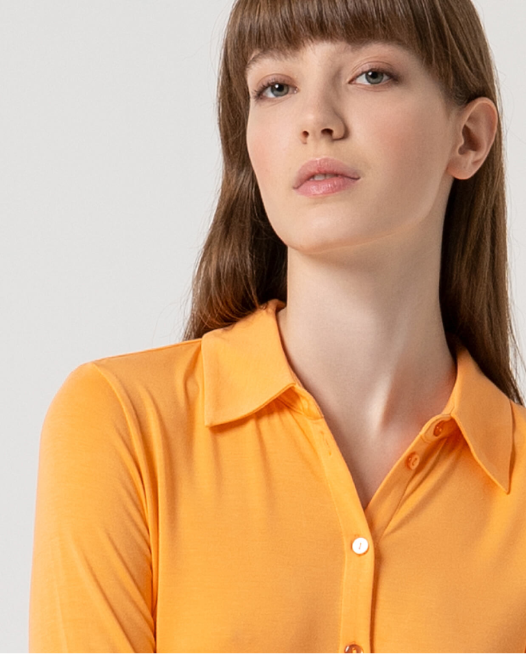 Surkana Camisa Básica Bamboo Lisa Mandarina