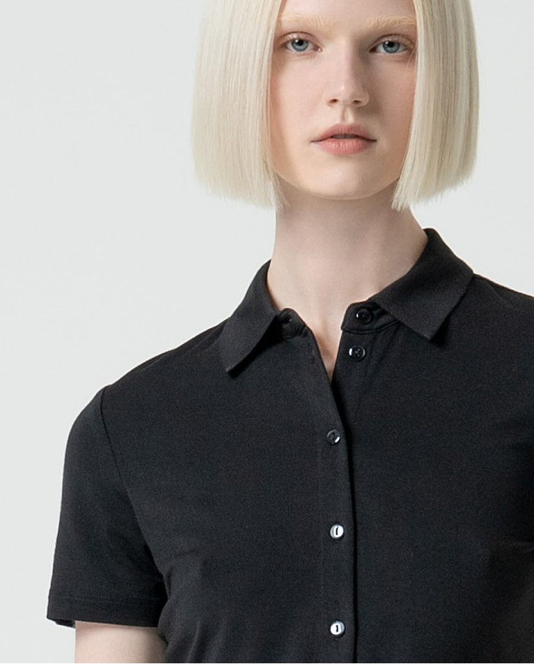 Surkana Camisa Básica Bamboo Lisa Negro