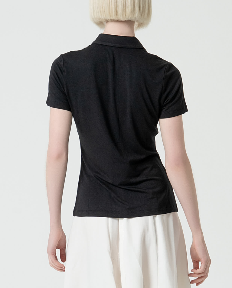 Surkana Camisa Básica Bamboo Lisa Negro