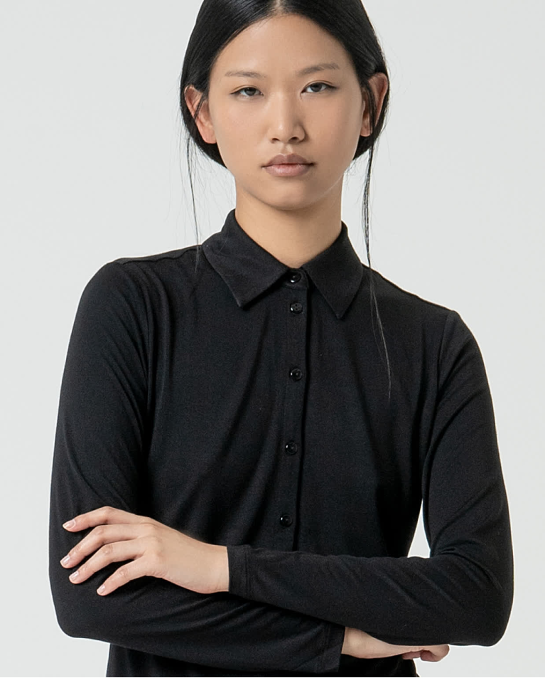 Surkana Camisa Básica Bamboo Lisa Negro