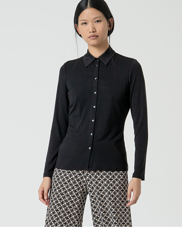 surkana Camisa básica bamboo lisa Negro