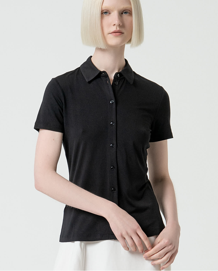 surkana Camisa básica bamboo lisa Negro