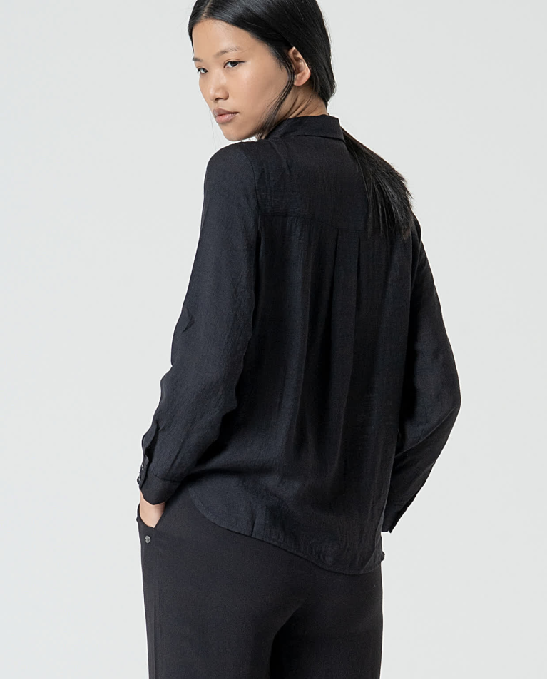 Surkana Camisa Con Bordados Perforados Lisa Negro