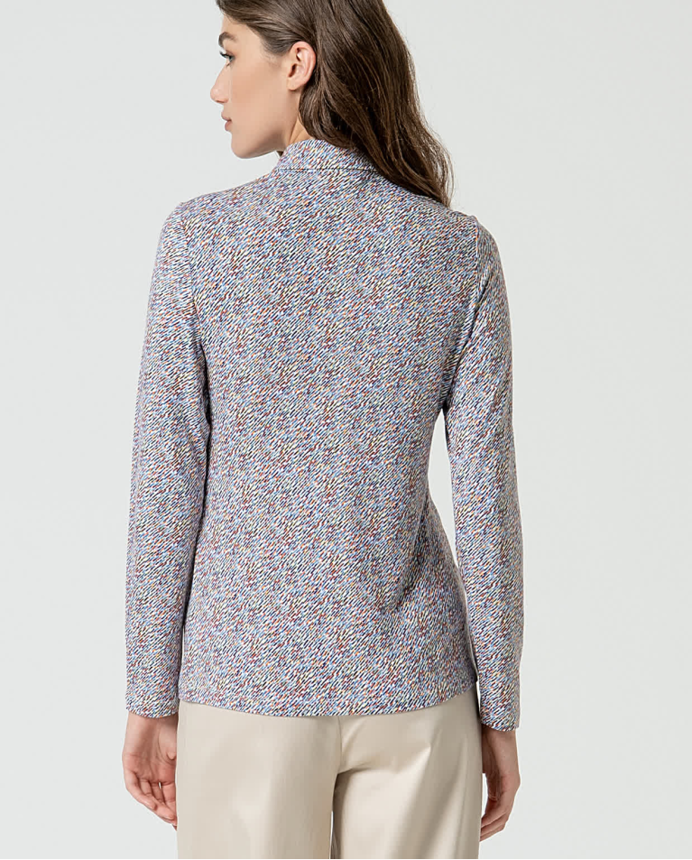 Surkana Camisa Elástica Manga Larga Estampada Azul