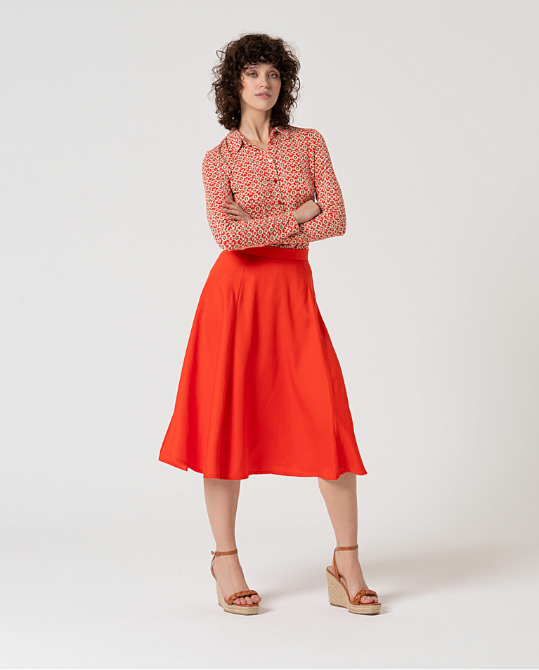 Surkana Camisa Elástica Manga Larga Estampada Rosa