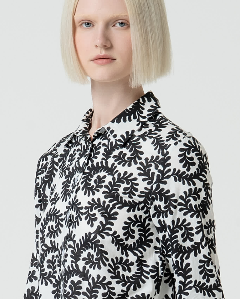 Surkana Camisa Larga Estampada Blanco