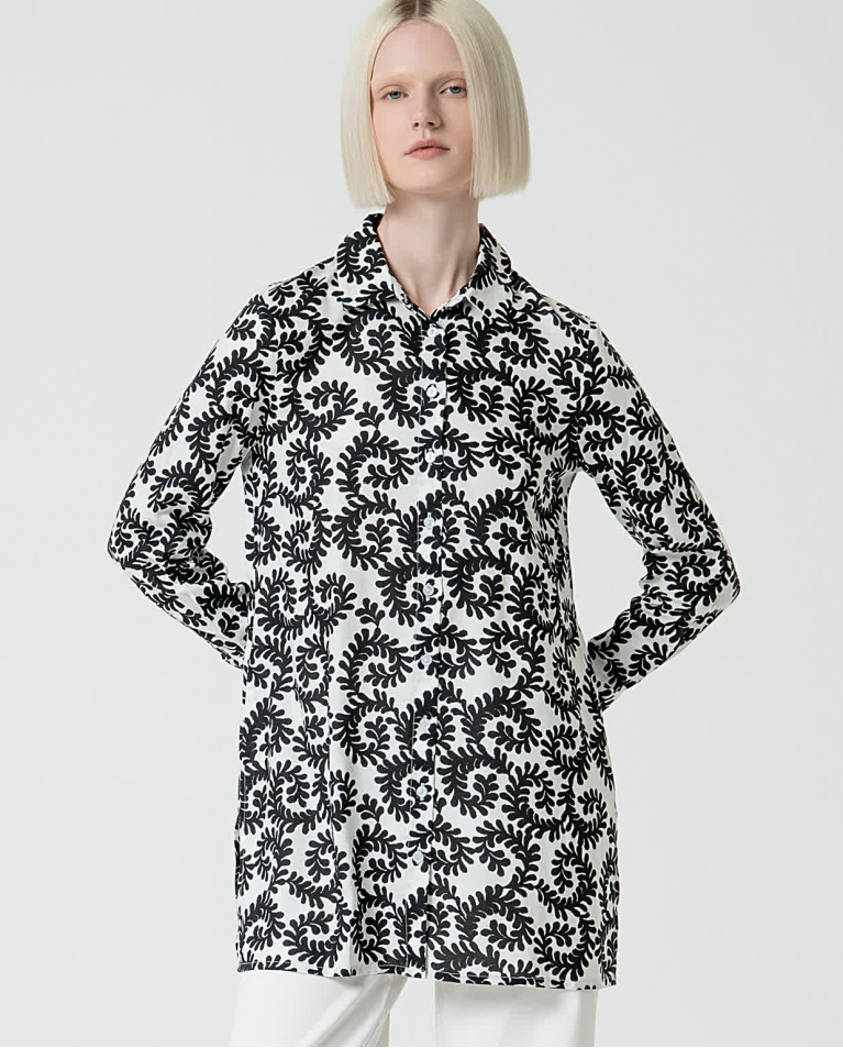 surkana Camisa larga estampada Blanco