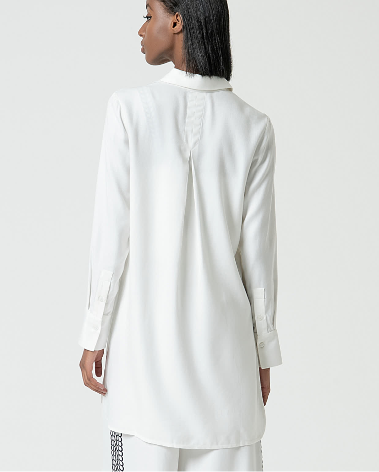 Surkana Camisa Larga Fluida Con Aberturas Blanco