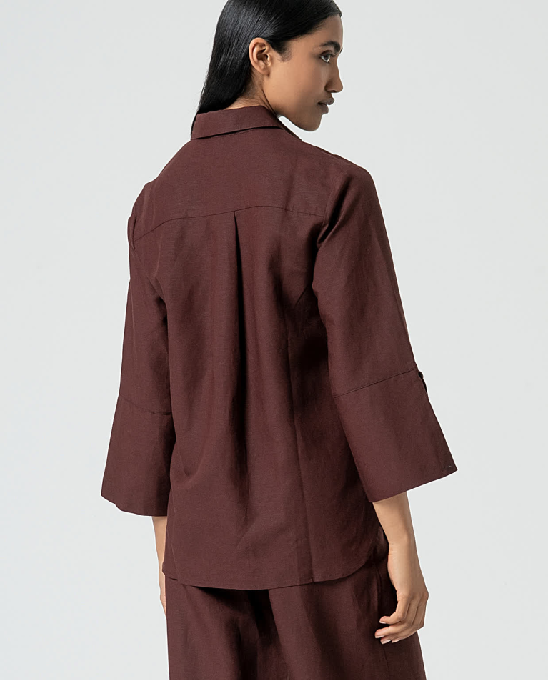 Surkana Camisa Oversize De Lino Marrón