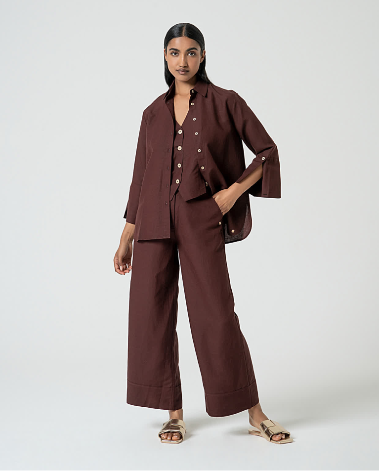 Surkana Camisa Oversize De Lino Marrón