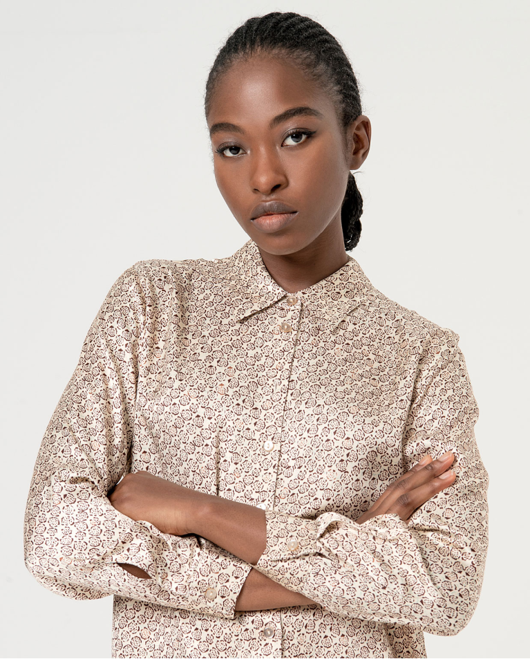 Surkana Camisa Satinada Estampada Crudo