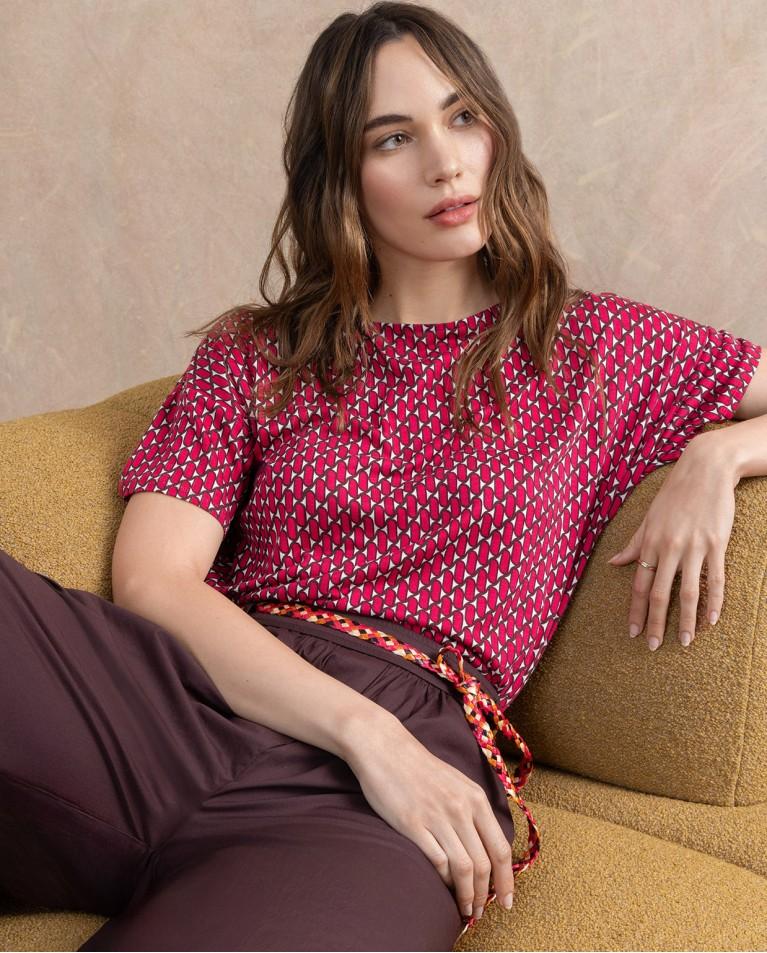 Surkana Camiseta Elástica Amplia Estampada Fucsia