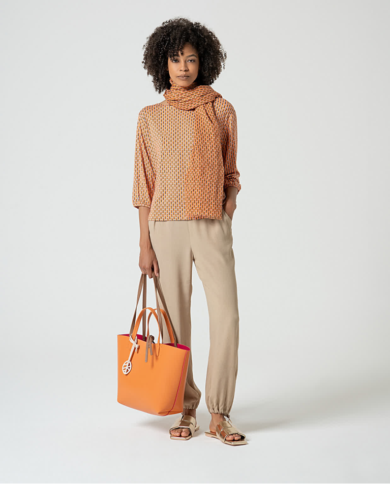 Surkana Camiseta Elástica Amplia Estampada Naranja