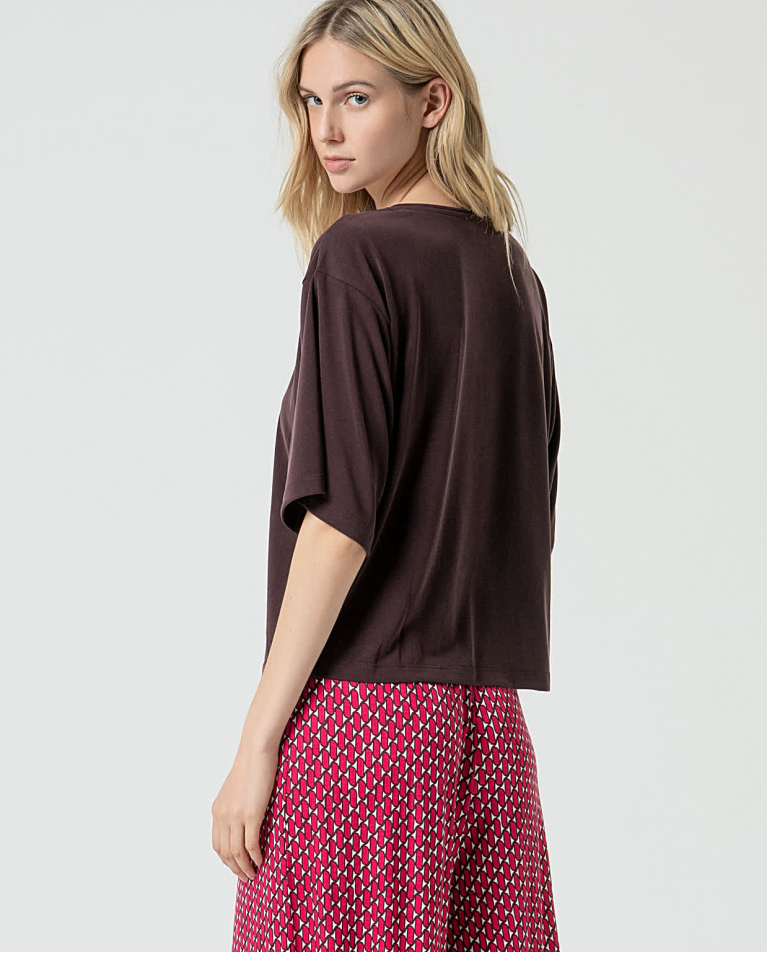 Surkana Camiseta Elástica Amplia Lisa Marrón