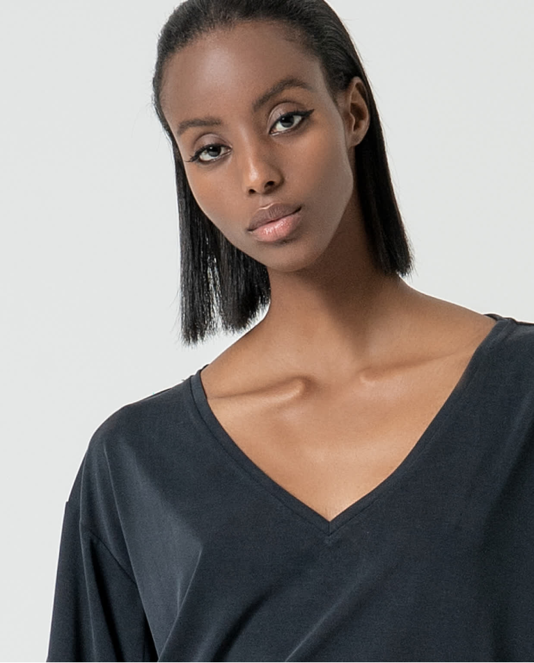 Surkana Camiseta Elástica Amplia Lisa Negro