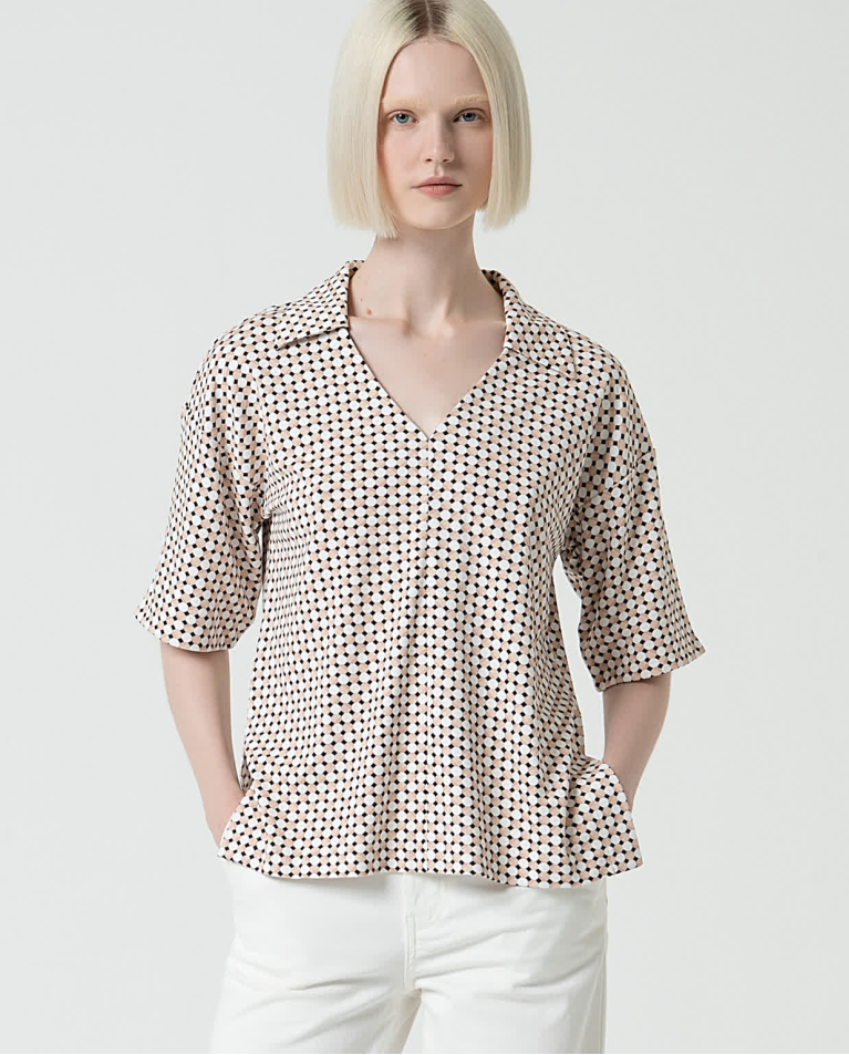 surkana Camiseta elástica cuello polo Blanco Roto