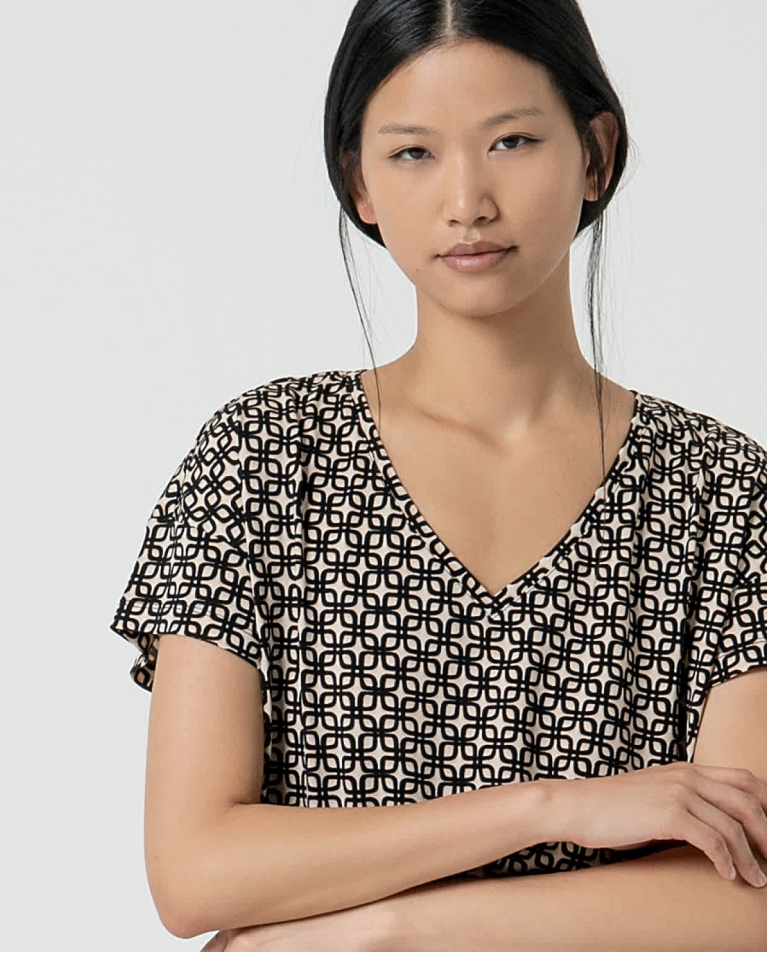 Surkana Camiseta Elástica Estampada Negro