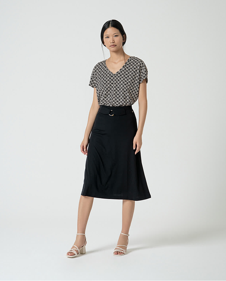 Surkana Camiseta Elástica Estampada Negro