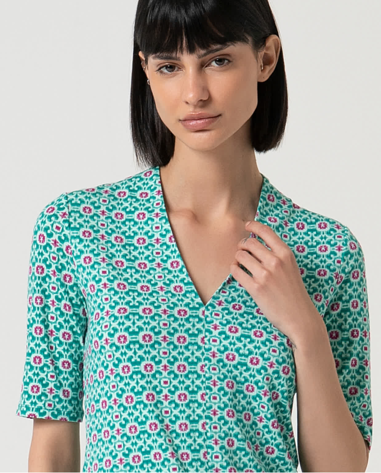 Surkana Camiseta Elástica Estampada Turquesa