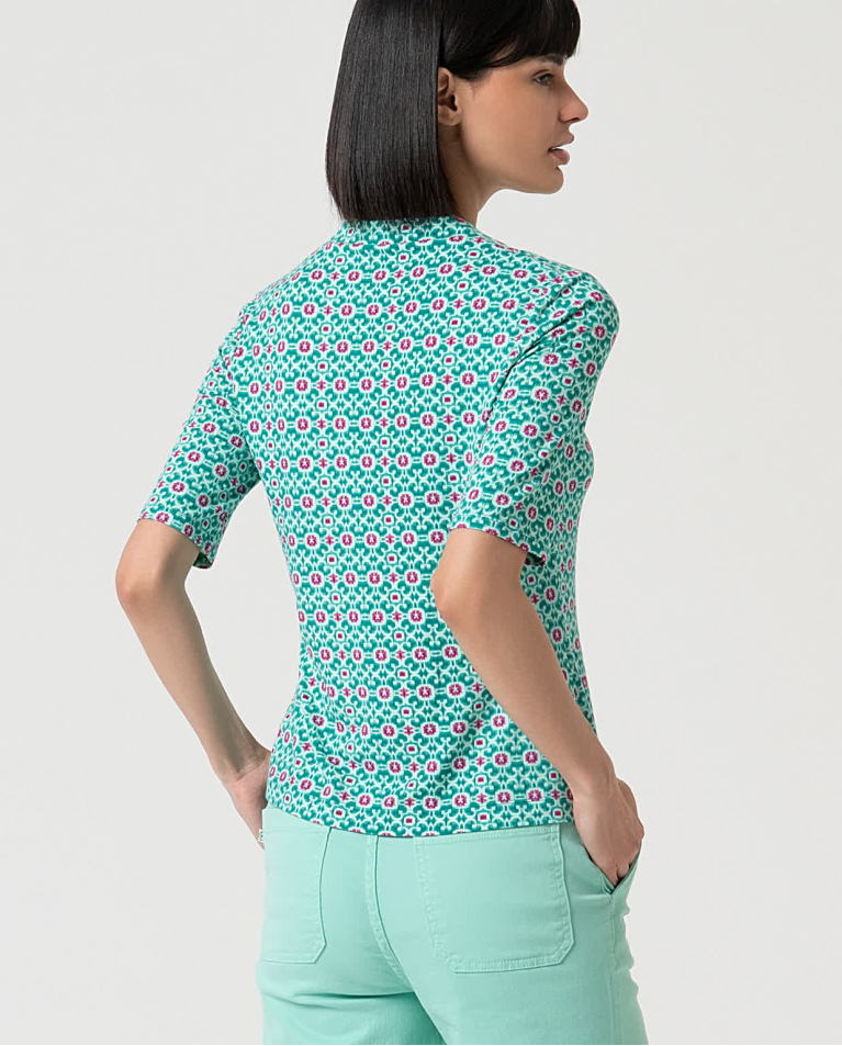 Surkana Camiseta Elástica Estampada Turquesa